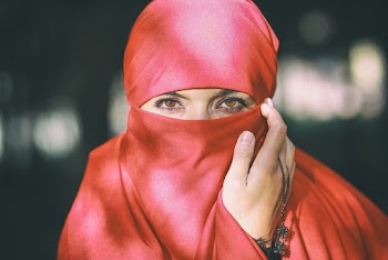 Woman Wearing Red Hijab