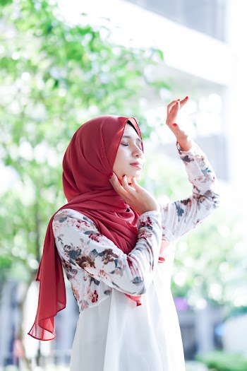Woman Wearing Red Hijab