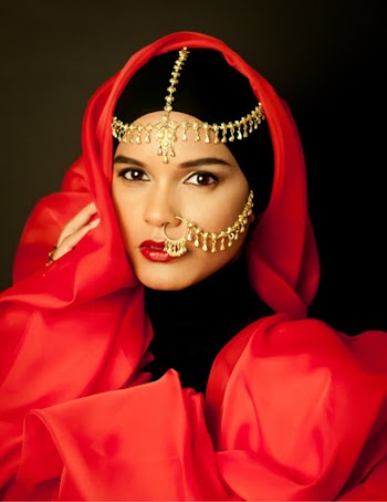 Woman Wearing Red Hijab Headdress