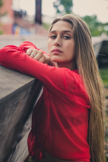 Woman Wearing Red Long-sleeved