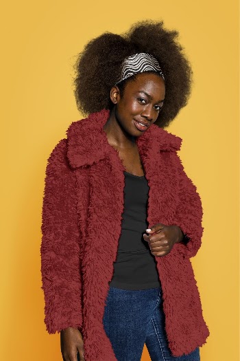 Woman wearing red teddy coat | Free Photo - rawpixel