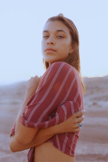 woman wearing red top