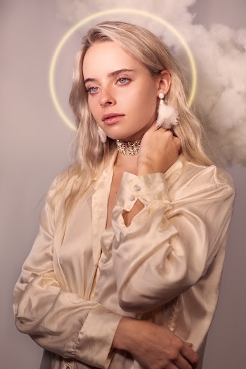 Woman Wearing Silk Top