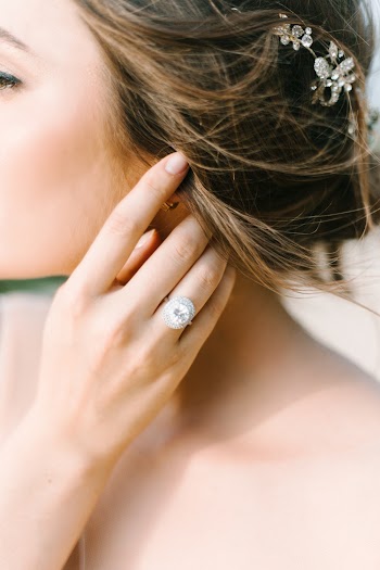 Woman Wearing Silver Diamond Ring