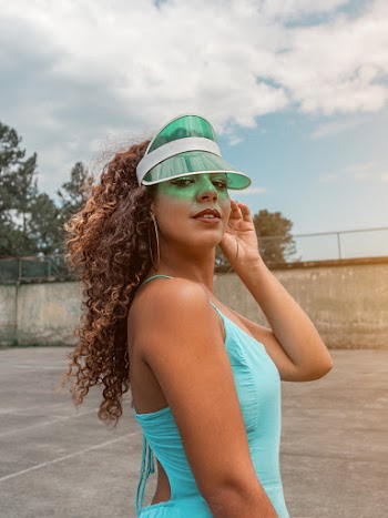 Woman Wearing Sun Visor Hat