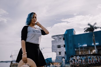 Woman Wearing White and Black Top