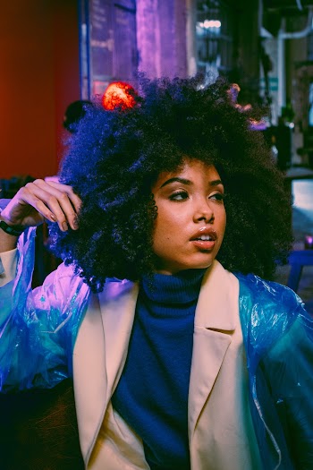 Woman Wearing White and Blue Blazer