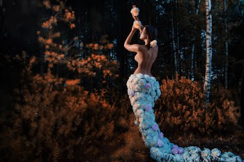 Woman Wearing White and Pink Costume on Forest