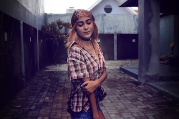 Woman Wearing White and Red Plaid Shirt