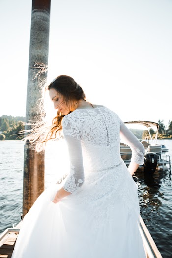 Woman Wearing White Floral Wedding Gown