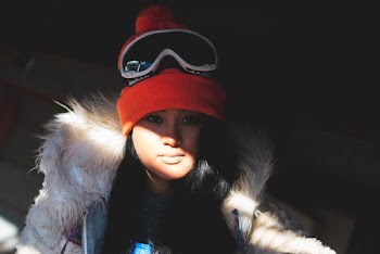 Woman Wearing White Fur Hoodie