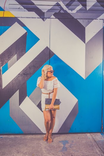 Woman Wearing White Off-shoulder Short-sleeved Mini Dress