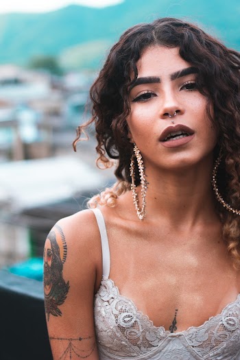 Woman Wearing White Push Up Bra