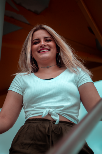 Woman Wearing White Self-tie Top