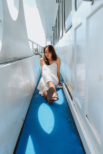 Woman Wearing White Spaghetti Strap Clothing