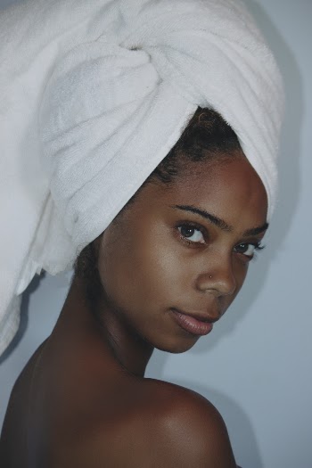 Woman Wearing White Towel on Her Head