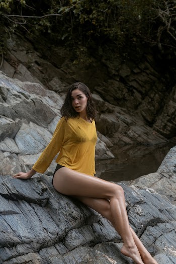 Woman Wearing Yellow Crew-Neck Long-sleeved Shirt
