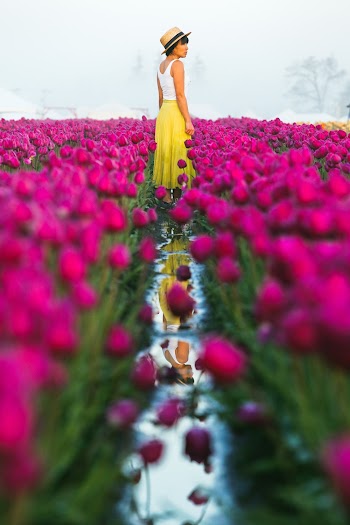 Woman Wearing Yellow Maxi Skirt
