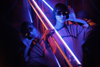 Woman Wears 3d Sunglasses at Lighted Room