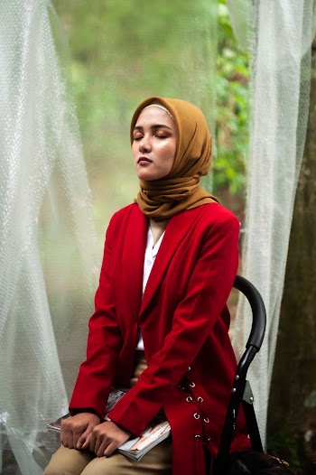 Woman Wears Brown Hijab Scarf