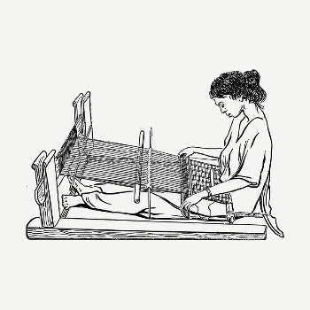 Woman weaving  drawing, vintage | Free PSD - rawpixel