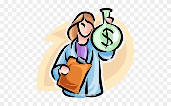 Woman With A Bag Of Money Royalty Free Vector Clip - Woman With A Bag Of Money Royalty Free Vector Clip