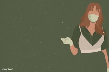 Woman with a face mask and latex gloves during COVID-19 on a green bac.. | Free  illustration - 2318266
