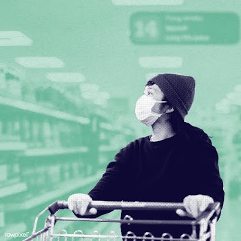 Woman with a face mask  buying food in a supermarket during coronaviru.. | Free  illustration - 2311337