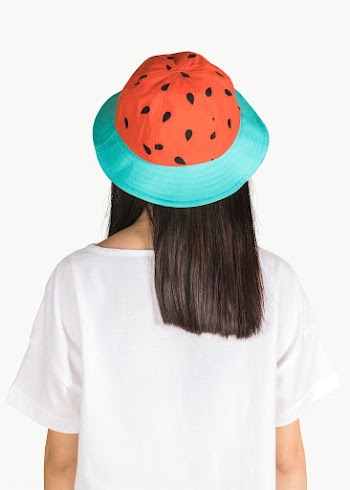 Woman with a watermelon printed bucket hat | Free  transparent png - 2299272
