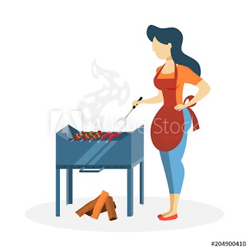 Woman with bbq