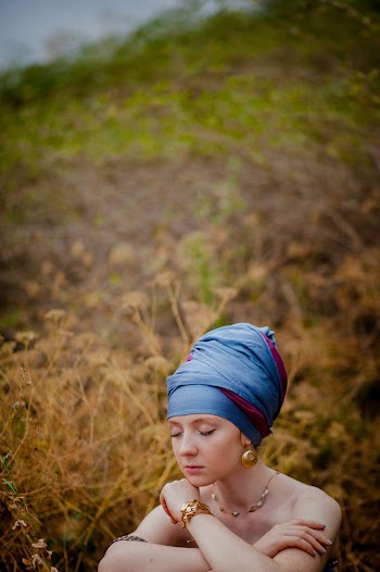 Woman With Closed Her Eyes Wearing Blue Turban