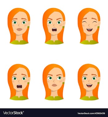 woman with different facial expressions set