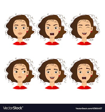 woman with different facial expressions set