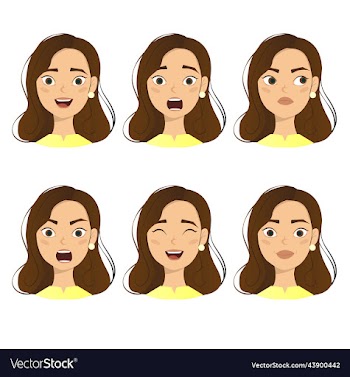 woman with different facial expressions set