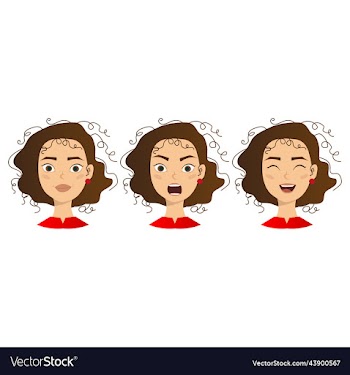 woman with different facial expressions set