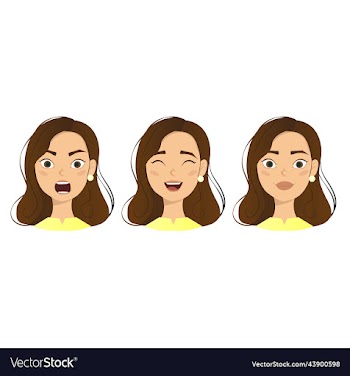 woman with different facial expressions set