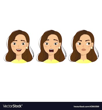 woman with different facial expressions set