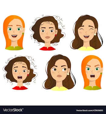 woman with different facial expressions set