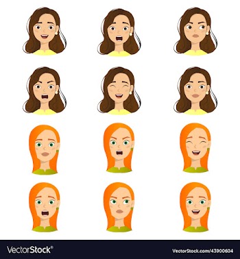 woman with different facial expressions set