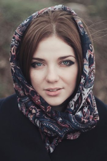 woman with floral hijab headscarf portrait photo