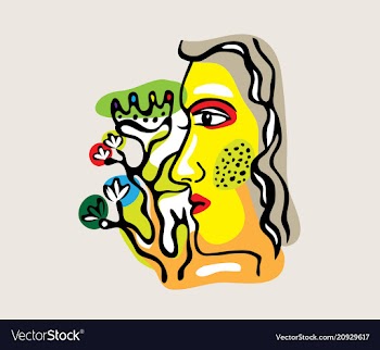  					Woman with flower vector image														