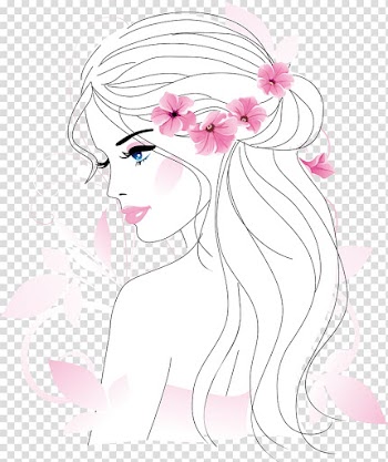 Woman with flowers illustration, Beauty Cosmetics Illustration, Hand-painted women material transparent background PNG clipart
