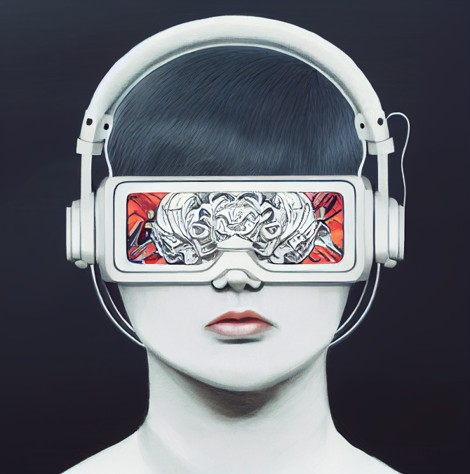 Woman with futurstic headphone