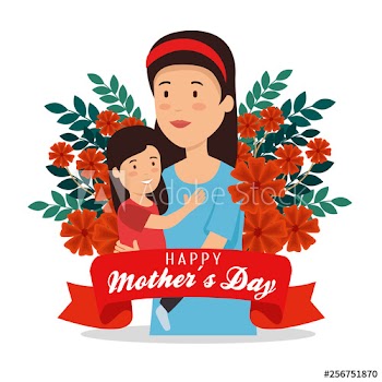 woman with her daughter and flowers to mothers day