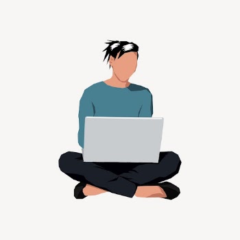 Woman with laptop sticker, job | Free PSD - rawpixel