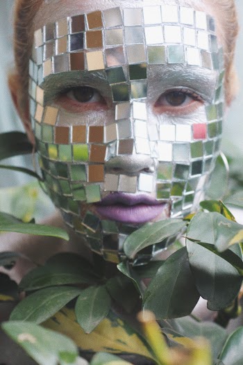 Woman With Mosaic Face Mask