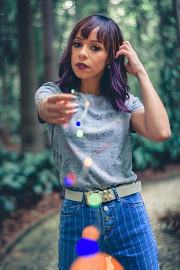 Woman with Purple Colored Hair