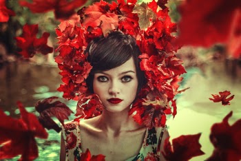 Woman With Red Flowers Headdress