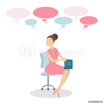 Woman with speech bubble around
