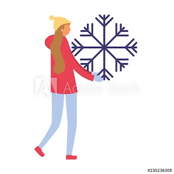 woman with winter clothes and snowflake